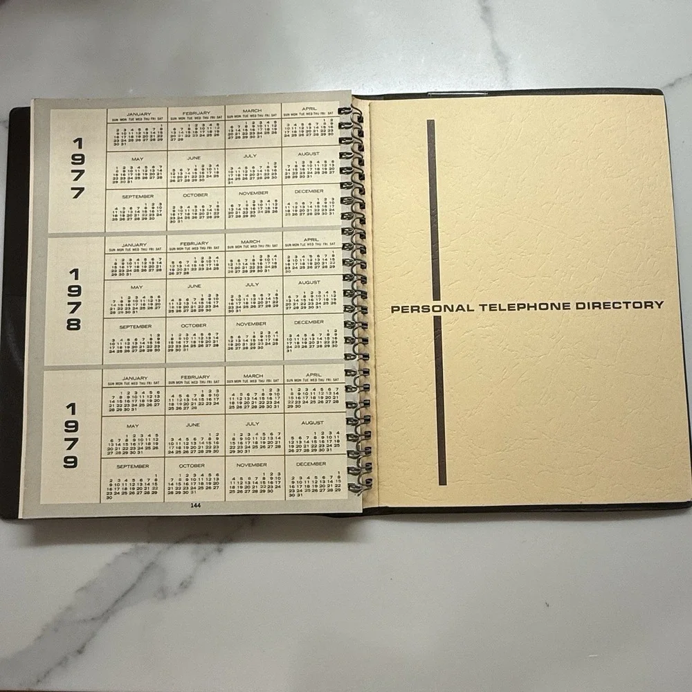 Vintage 1978 Desk Diary‎ Calendar– Embossed Faux Leather Cover – Birds & Wheat